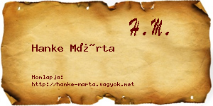 Hanke Márta névjegykártya